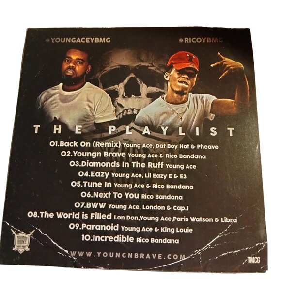 Young N Brave Playlist BMG Rapper King Louie Rico Bandana Signed Young Ace CD - Picture 5 of 5